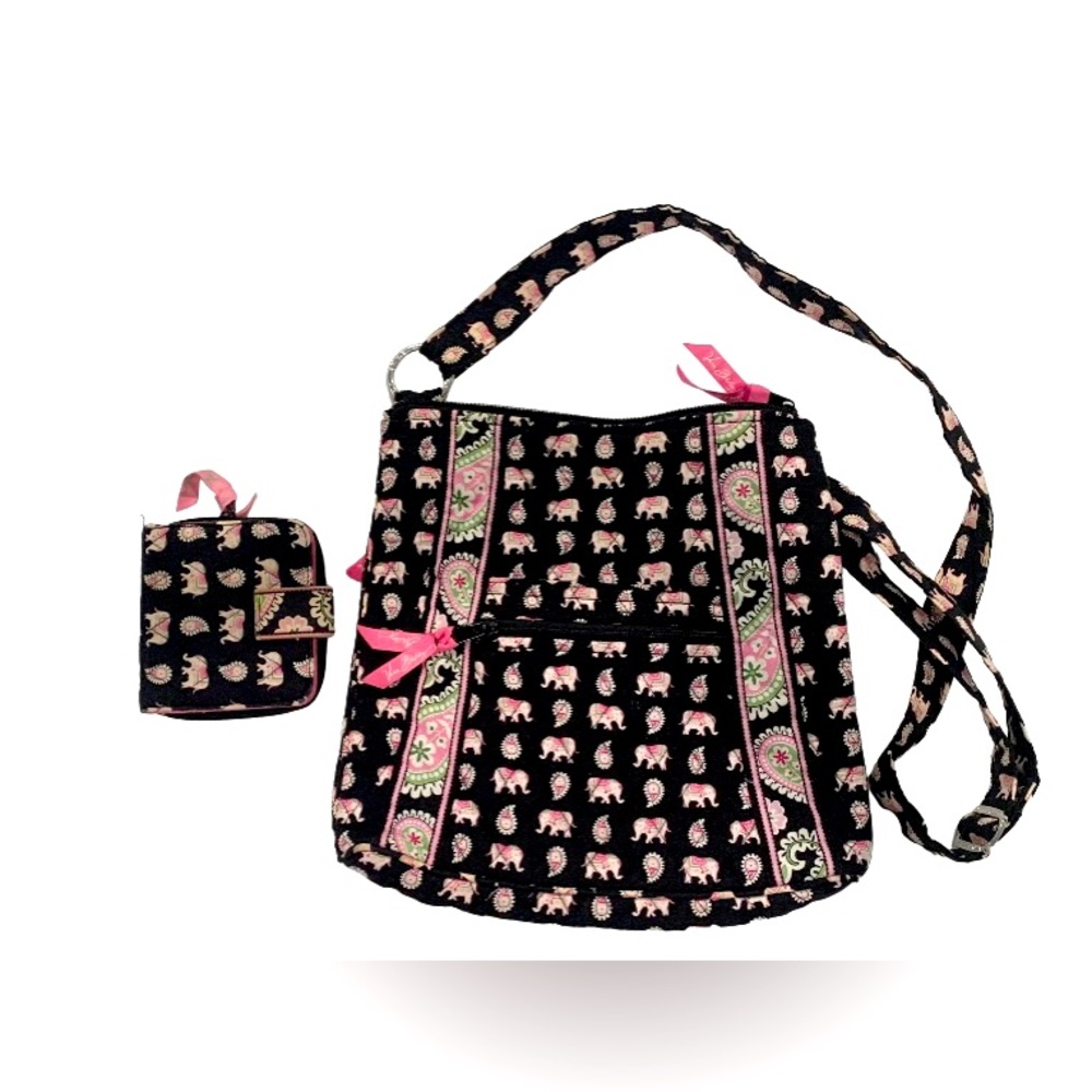 EUC! 🔥 Vera Bradley retired Pink Elephants messenger crossbody purse & wallet